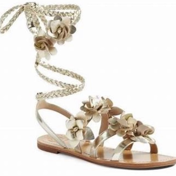 Authentic Gold Tory Burch Wrap Gladiator Sandals